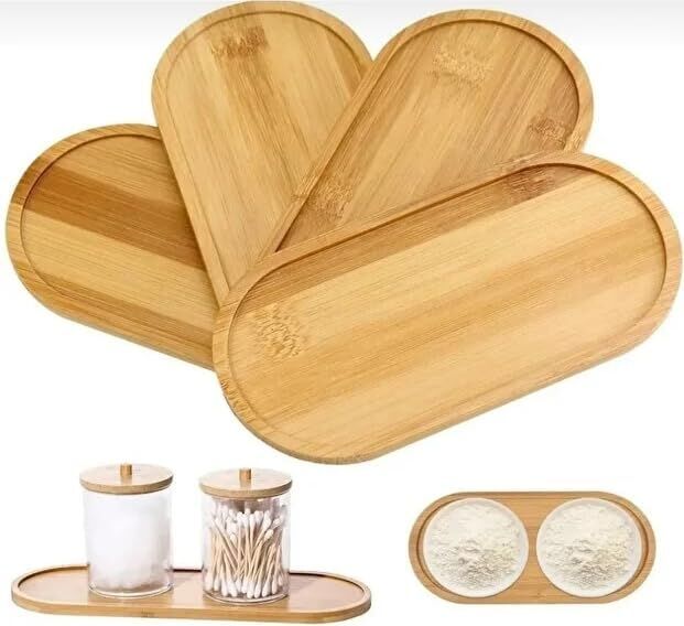 Oval Doğal Bambu Sunum Tabağı - 23X12 cm Yuvarlak Hatlı Düz Servis Tepsisi - Sushi, Tatlı ve Kahve Sunumluk