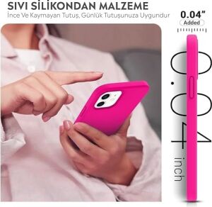 iPhone Kılıf Ince Sıvı Silikon 3 Katmanlı Tam Kaplamalı Yumuşak Jel Kauçuk Kılıf Kapak (Açık Pembe, iPhone 11)