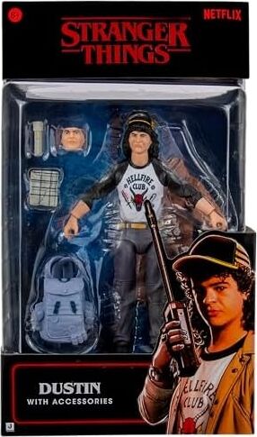 Stranger Things Dustin Henderson Baş Aşağı Koleksiyoncu Figürü - 15 cm Yumuşak Iyi Giysiler ve Benzersiz Aksesuarlarla Son Derece Detaylı Figür