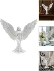 Kanatlı Melek Figürü 3D Baskı Dekoratif Heykel Biblo Ev Ofis Aksesuarı