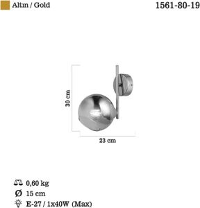 Bera Tekli Altın Aplik 1XE27