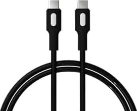 Type C-C Power Delivery Hızlı Şarj Kablosu, Siyah Kablo, Beyaz/siyah Uçlar (120 Cm)
