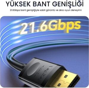 4K/60Hz 2K/165Hz Displayport V1.2 Kablo 3 Metre