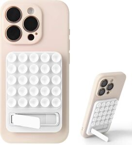 Dikdörtgen Vantuzlu Telefon Tutucu Stand Olabilen Pop-It Telefon Tutacağı Taşınabilir Silikon Yumuşak Telefon Standı Geniş Kullanım Alanı (Beyaz)