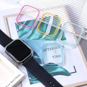 Watch Se 6 5 4 44MM Kasa Kılıf Neon Sert Şeffaf Tam Kaplayan Watch Kılıf Koruyucu Kılıf Parlak Renkli Apple Watch Se 6 5 4 44MM ile Uyumludur