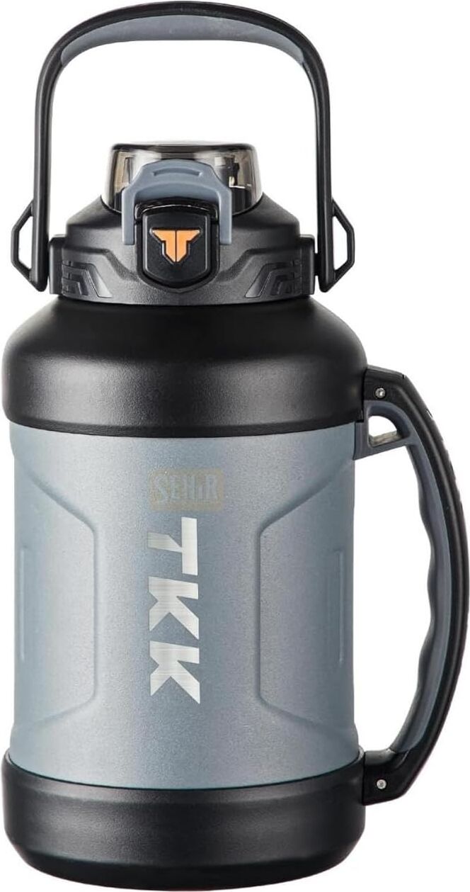 Tkk Mega Boy 1650ML Pipetli/pipetsiz Kullanım Askılı Paslanmaz Çelik Termos Matara (Siyah)