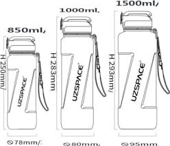 Uzspace 1500ML Pipetli Ölçü Skalalı Şeffaf Gövde Tritan Su Matarası