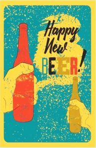 Kuşe Kağıt Duvar Posteri Happy New Beer Retro Vintage DRTR0032