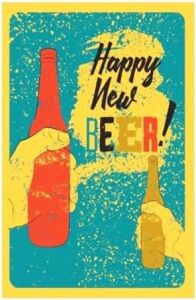 Kuşe Kağıt Duvar Posteri Happy New Beer Retro Vintage DRTR0032