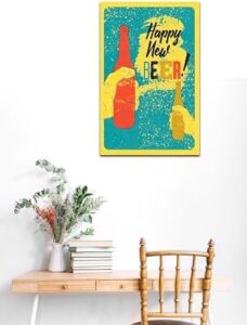 Kuşe Kağıt Duvar Posteri Happy New Beer Retro Vintage DRTR0032