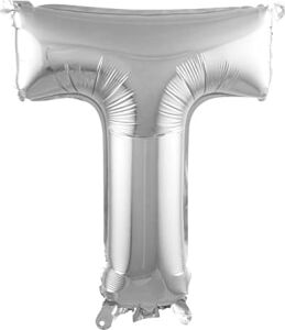 T Harfi 16 Inç Gümüş Renk Folyo Balon 36 cm (Gümüş)