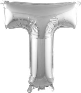 T Harfi 16 Inç Gümüş Renk Folyo Balon 36 cm (Gümüş)