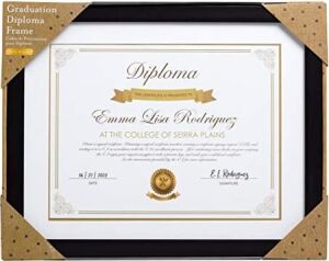 Kate & Milo Diploma Çerçevesi, Klasik Belge ve Sertifika Ekran Çerçevesi, Beyaz Mat Siyah, Mezun Hediye Fikirleri, Duvar Veya Masa Üstü Çerçeve