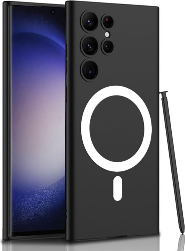 Zore Galaxy Ile Uyumlu S23 Ultra Kılıf Şarj Özellikli Kıpta Silikon Kapak Siyah