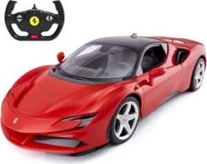 Rastar 1:14 Ferrari SF90 Stradale Uzaktan Kumandalı Araba 2.4ghz Kesintisiz Frekans Ileri Geri Sürüş Esnasında Yanan Ön ve Arka LED Farlı 34 cm  Oyuncak Araba Kırmızı