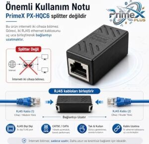 Px-Hqc6 RJ45 Dişi Dişi Ethernet Ara Aparatı, CAT5E/CAT6 Lan Kablo Birleştirici, Gigabit Network Kablo Uzatma Adaptörü, Modem Router Switch Pc Için RJ45 Dişi Dişi Coupler