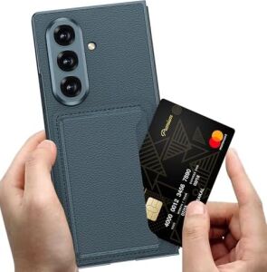 Senon Galaxy Z Fold 7 Suni Deri Arka Yüzey Zore Kartlıklı Kıpta Silikon Kapak (Titanyum)