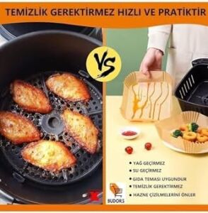 Airfryer Pişirme Kağıdı 50 Adet Airfrey Yagli Kagit Pisirme Kagidi Fritoz Air Fryer Hava Fritözü