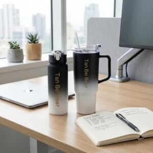 2’li Matara ve Pipetli Mug Bardak Seti – 900 ml Spor Suluk + 1500 ml Pipetli Termal Mug Bardak, Günlük Kullanım Için Içecek Seti