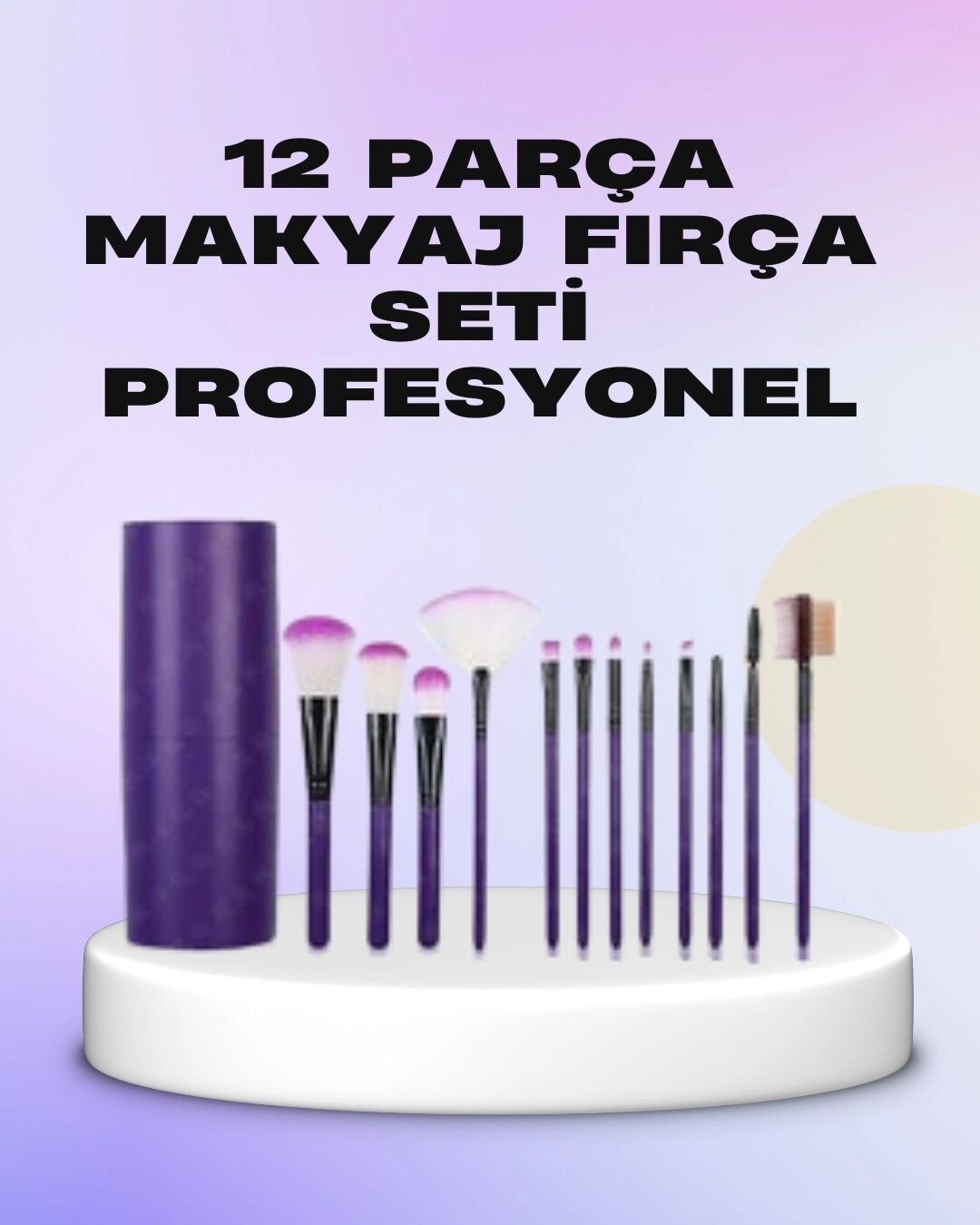 Ergonomik Saplı Fiber Kıllı 12'li Makyaj Fırça Takımı Göz ve Ten Makyajı Için Uygun