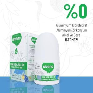 Siveno %100 Doğal Roll-On Aloe Deodorant Ter Kokusu Önleyici Bitkisel Lekesiz Vegan 50 ml