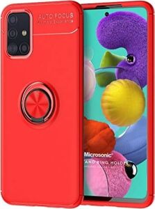 Galaxy A71 Için Kılıf Kickstand Ring Holder Kırmızı [galaxy A71 ile Uyumlu Kılıf - Kırmızı]