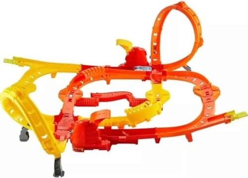 Hot Ones Turbo Oyun Parkuru, 1:64 Ölçekli 2 Araç ve Kolayca Birleştirilebilen Pistle Başa Baş Yarış ve Akrobasi, JFH35