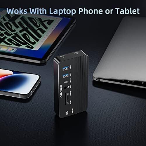 Acasıs Nvme M.2 SSD ve Sata SSD Muhafazalı Usb-C Hub 10'u 1 Arada Yerleştirme Istasyonu 100W Güç Dağıtım Desteği Windows/mac/android Cep Telefonu Için 8 Tb (Siyah)