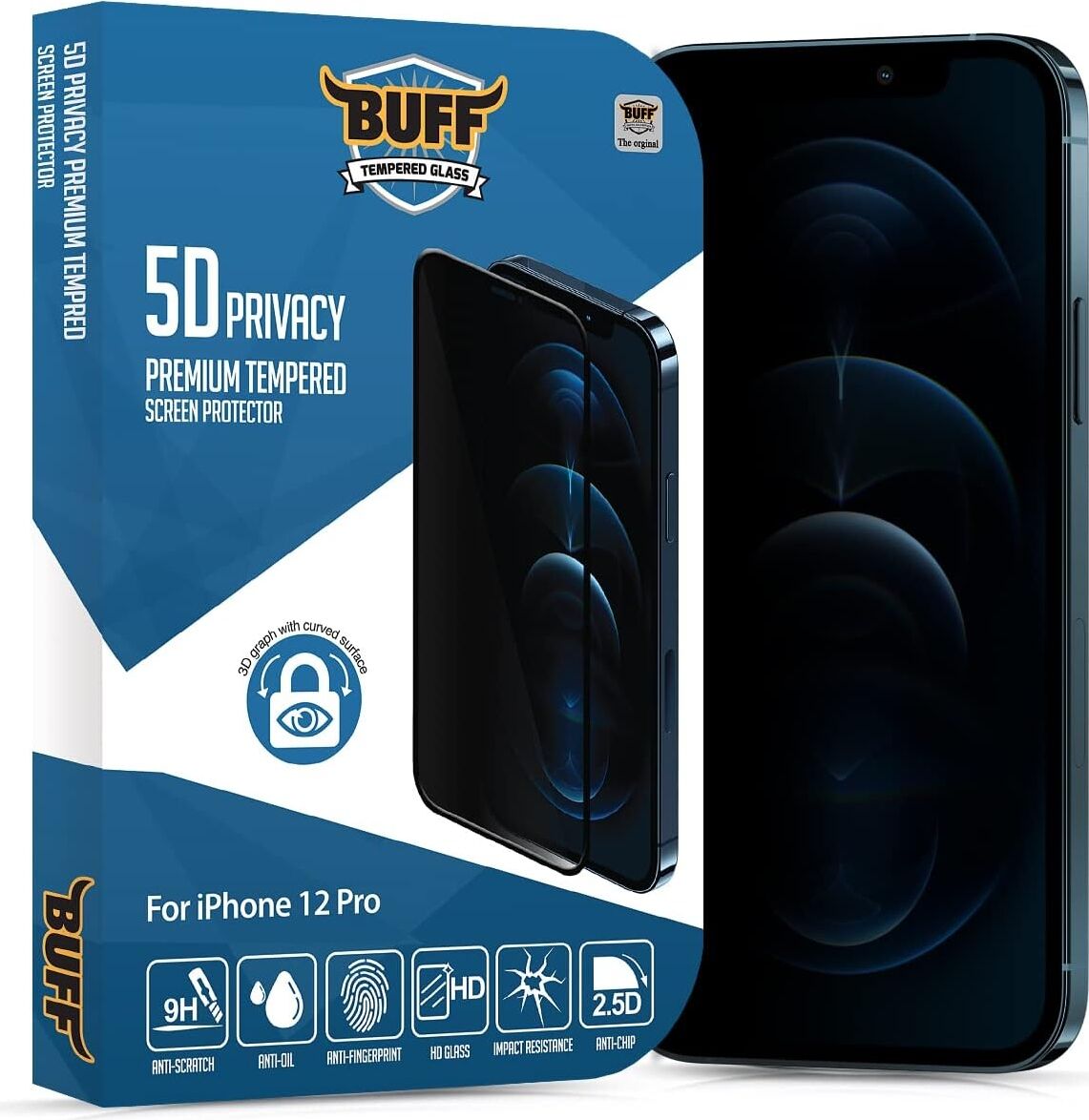 Labs iPhone 12 Pro 5d Privacy Tam Kaplayan Hayalet Ekran Koruyucu