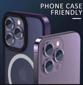 Safir Lens Safir Mercek Koruması iphone 14 Pro ve 14 Promax ile Uyumlu Gerçek Safir Cam Kamera Lens Koruyucu Çelik Halka Hd 9d Kırılmaz Cam Renk : Derin Mor