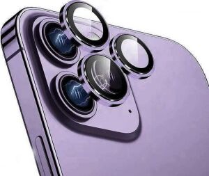 Safir Lens Safir Mercek Koruması iphone 14 Pro ve 14 Promax ile Uyumlu Gerçek Safir Cam Kamera Lens Koruyucu Çelik Halka Hd 9d Kırılmaz Cam Renk : Derin Mor
