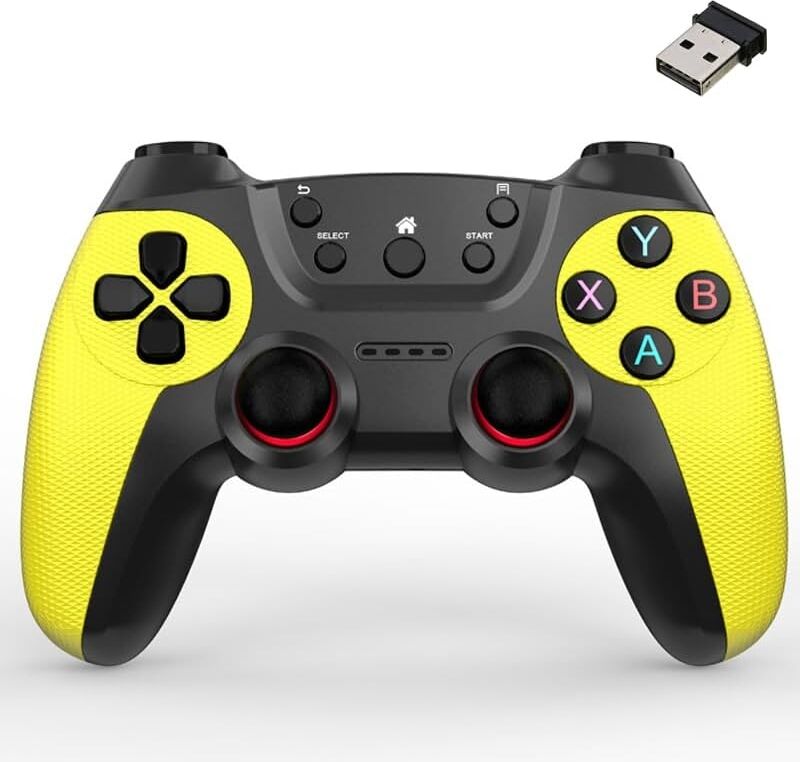 2.4g Kablosuz Gamepad Pc Uyumlu Pilli Joystick Wireless Oyun Kolu Kişiselleştirilmiş Düğme, Hassas Trigger Kaymaz Tasarım G2.4g (Sarı)