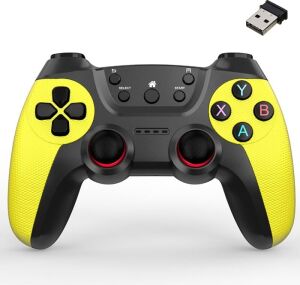 2.4g Kablosuz Gamepad Pc Uyumlu Pilli Joystick Wireless Oyun Kolu Kişiselleştirilmiş Düğme, Hassas Trigger Kaymaz Tasarım G2.4g (Sarı)