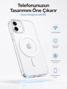 iPhone 11 ile Uyumlu Magsafe Manyetikli Şarj Kılıfı, Kauçuk, Çizilmeye Dayanıklı, Modern Tasarım