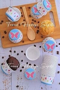 Beyaz Kelebek Desenli Renkli Muffin Cupcake Kalıbı Kek Kapsülü 50'li