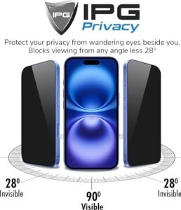 IPAD Için Ipg Privacy Gizlilik (Anti-Spy) Ekran Koruyucu, Mat, Parmak Izi Bırakmaz, Yandan Görünmeyi Engeller (Ipad Air (M2) 11'')
