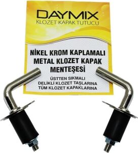 Daymıx Nikel Krom Kaplamalı Metal Klozet Kapak Menteşesi, Üstten Sıkmalı, Delikli Klozet Taşlarına Uyumlu
