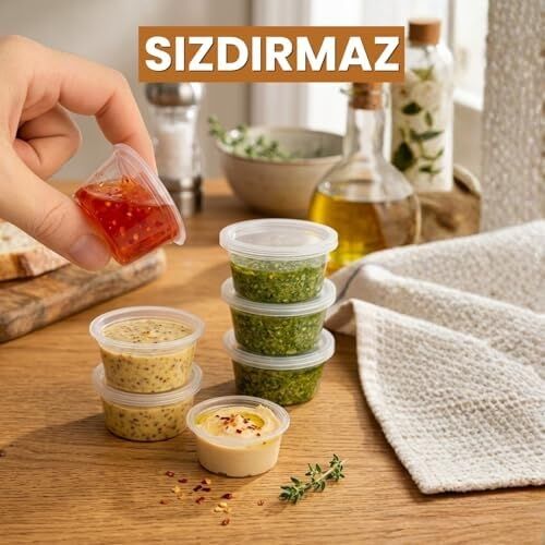 50 Adet Sızdırmaz Mini Saklama Kabı 120 ml – Buzluk Kabı, Et Suyu, Kemik Suyu, Sos ve Püre Saklama Kabı, Kapaklı Küçük Gıda Saklama Kabı, Derin Dondurucu Uyumlu Porsiyonluk Kap Seti