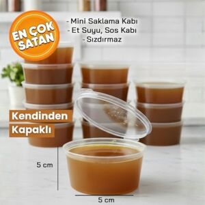 50 Adet Sızdırmaz Mini Saklama Kabı 120 ml – Buzluk Kabı, Et Suyu, Kemik Suyu, Sos ve Püre Saklama Kabı, Kapaklı Küçük Gıda Saklama Kabı, Derin Dondurucu Uyumlu Porsiyonluk Kap Seti