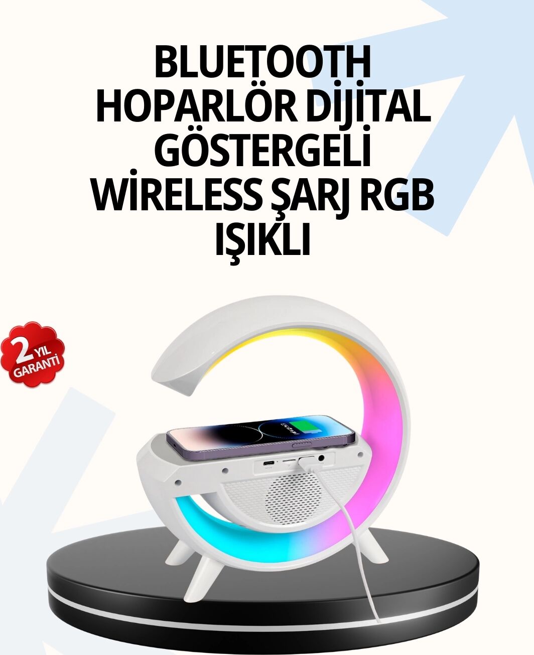 15W Hızlı Şarj Destekli LED Atmosfer Işığı ve Alarm Fonksiyonlu Lamba