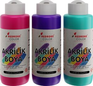 Mor-Fuşya-Turkuaz Akrilik Boya 3'lü Set 3X120ML