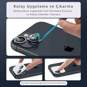 Kamera Lens Koruyucu, Safir Cam, Alüminyum Alaşım Çerçeve, Kolay Kurulum, Hd Kalite, Güçlü Yapışma, Çubuk Sökme Aparatlı (Titanyum Gri, Ip 17 Pro/pro Max /16 Pro/pro Max/15 Pro/pro Max)