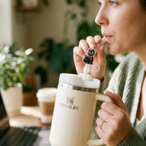 Siyah Kedi Figürlü Pipet Ucu Kapağı,silikon Pipet Tıpası 10MM Sevimli Kedi Temalı, Tumblerlar ile Uyumlu
