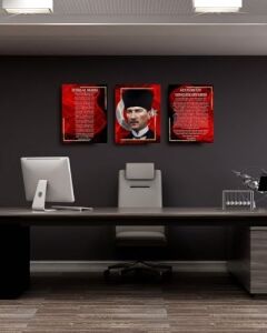 Atatürk Köşesi 3'lü Anlamlı Mdf Tablo Seti
