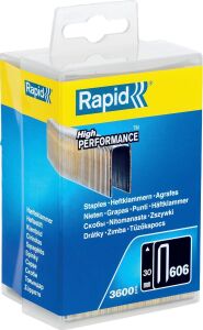 Zımba Teli Tip 606, 30 mm Zımba, 3.600 Adet Plastik Kutu, Ahşap Için Dar Sırt Mandalları, Reçine Yüzeyli