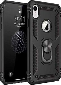 Apple iPhone Xr Için Kılıf Military Ring Holder Siyah [iphone Xr ile Uyumlu Kılıf - Siyah]