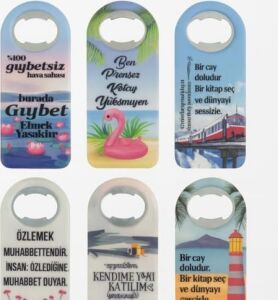 2'li Set Magnetli Şişe Açacağı | Çift Yönlü Desenli Dekoratif Buzdolabı Açacağı | Komik Sözlü ve Temalı Çeyizlik Mutfak Aksesuarı