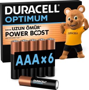 Optimum Aaa Ince Kalem Pil (6’lı Paket) - Alkalin Pil 1,5V - Pil Saklama Paketi - LR03 MX2400