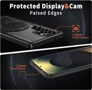 Galaxy S26 Ultra Için Kılıf 360° Döndürülebilir Yüzük Stantlı Manyetik  S26 Ultra Koruyucu Karbon Fiber Detaylı  S26 Ultra Kılıfı (Siyah)