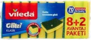 161919 Düz Hijyenik Bulaşık Süngeri, 8+2'li Promosyon Paket, Yeşil